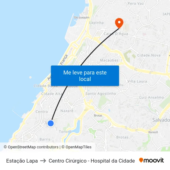 Estação Lapa to Centro Cirúrgico - Hospital da Cidade map