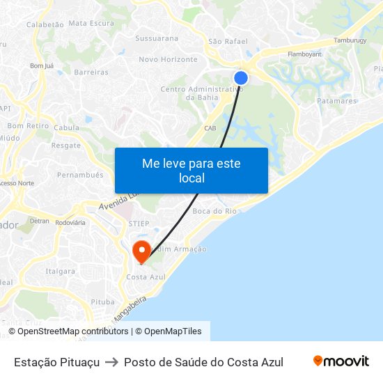 Estação Pituaçu to Posto de Saúde do Costa Azul map