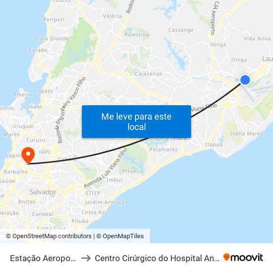 Estação Aeroporto ✈ to Centro Cirúrgico do Hospital Ana Nery map