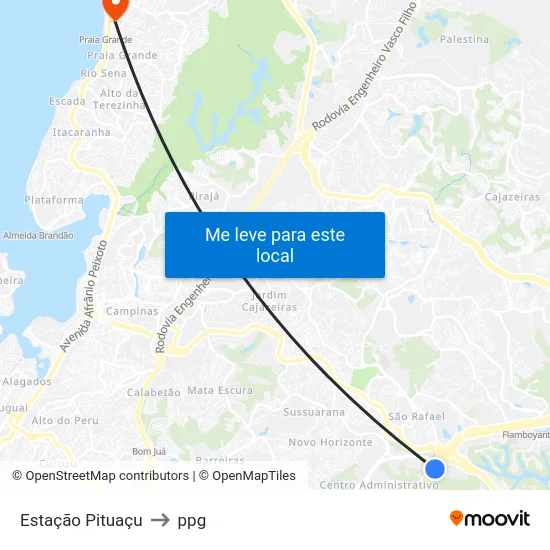 Estação Pituaçu to ppg map