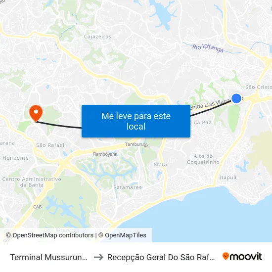Terminal Mussurunga to Recepção Geral Do São Rafael map