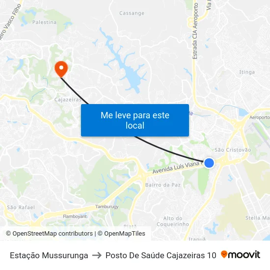 Estação Mussurunga to Posto De Saúde Cajazeiras 10 map