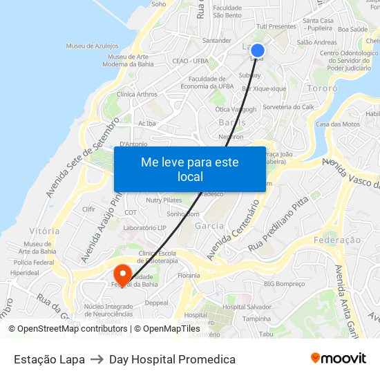 Estação Lapa to Day Hospital Promedica map