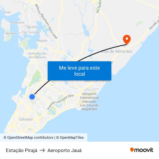 Estação Pirajá to Aeroporto Jauá map