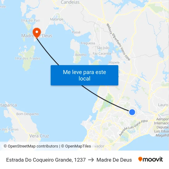 Estrada Do Coqueiro Grande, 1237 to Madre De Deus map