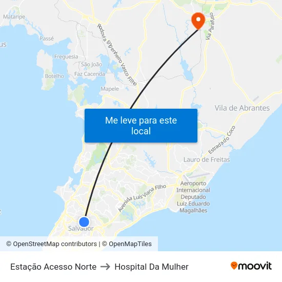 Estação Acesso Norte to Hospital Da Mulher map
