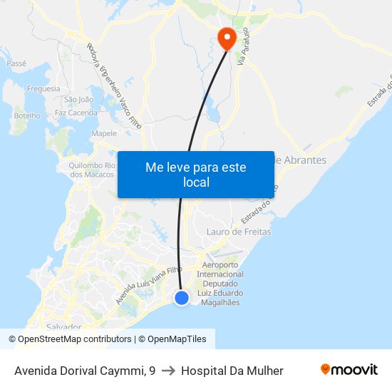 Avenida Dorival Caymmi, 9 to Hospital Da Mulher map