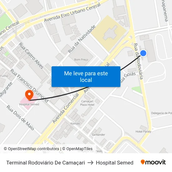Terminal Rodoviário De Camaçari to Hospital Semed map