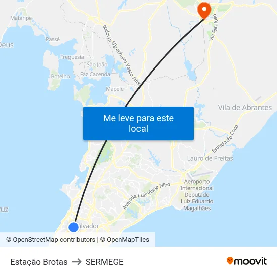 Estação Brotas to SERMEGE map