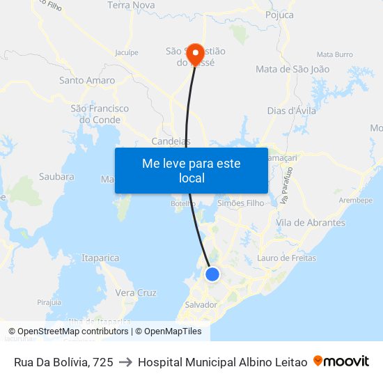 Rua Da Bolívia, 725 to Hospital Municipal Albino Leitao map