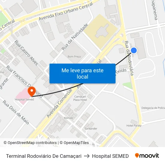 Terminal Rodoviário De Camaçari to Hospital SEMED map