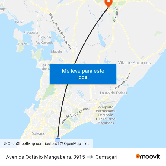 Avenida Octávio Mangabeira, 3915 to Camaçari map