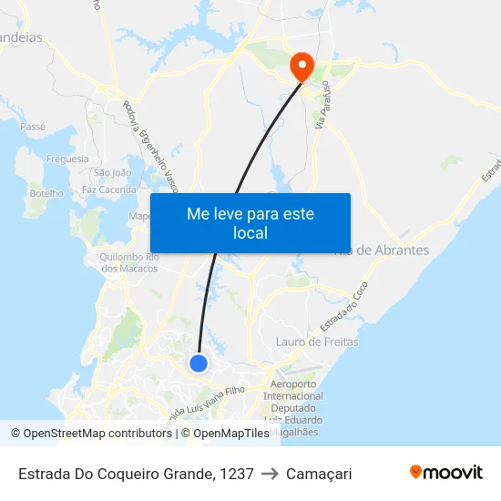 Estrada Do Coqueiro Grande, 1237 to Camaçari map