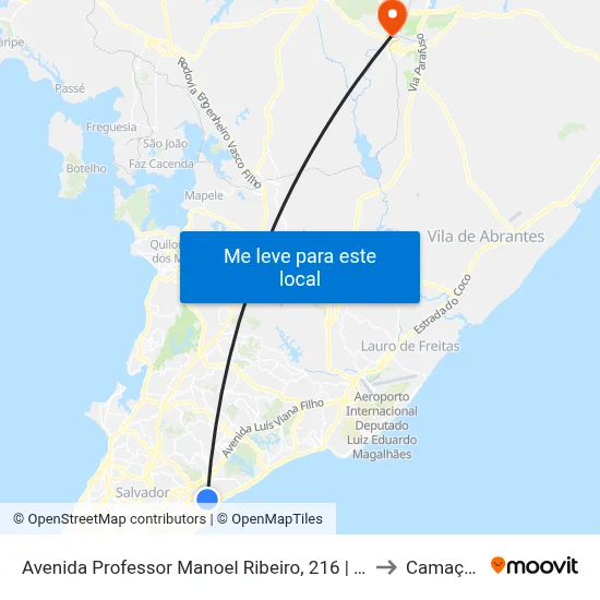 Avenida Professor Manoel Ribeiro, 216 | Ida to Camaçari map