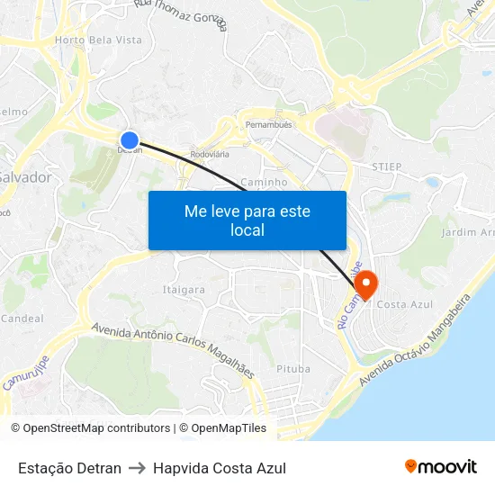 Estação Detran to Hapvida Costa Azul map
