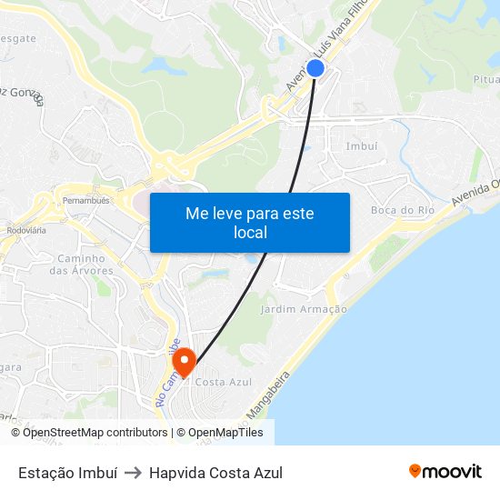 Estação Imbuí to Hapvida Costa Azul map
