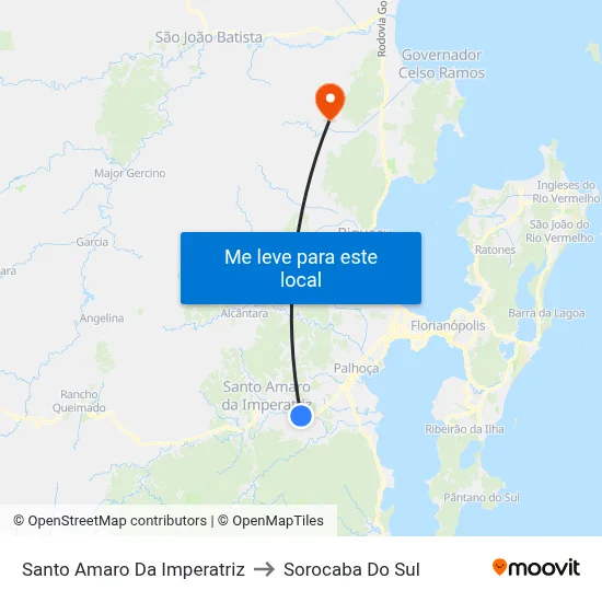 Santo Amaro Da Imperatriz to Sorocaba Do Sul map