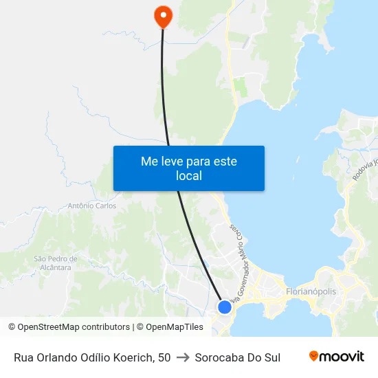 Rua Orlando Odílio Koerich, 50 to Sorocaba Do Sul map