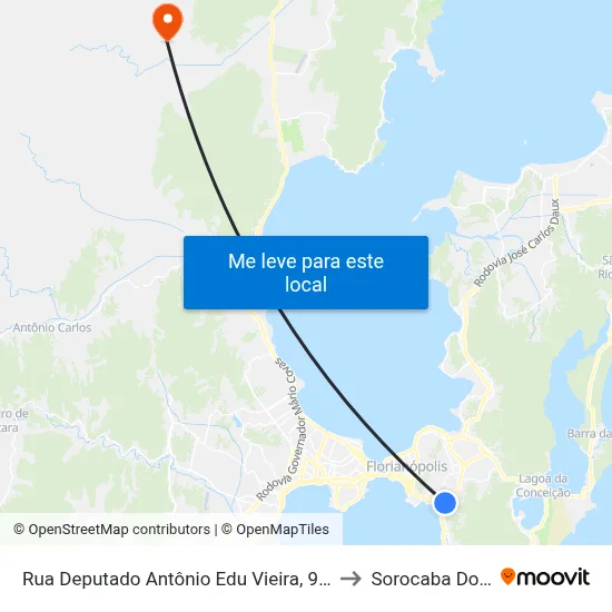 Rua Deputado Antônio Edu Vieira, 94 (001) to Sorocaba Do Sul map