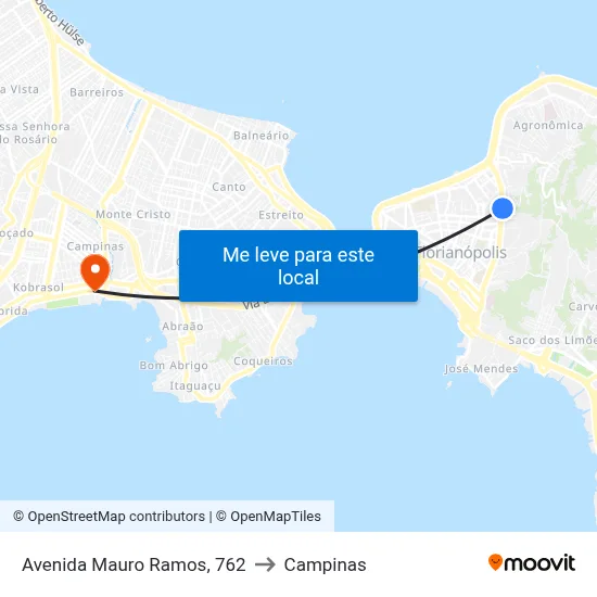 Avenida Mauro Ramos, 762 to Campinas map