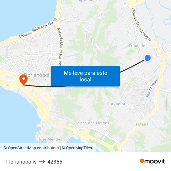 Florianopolis to 42355 map