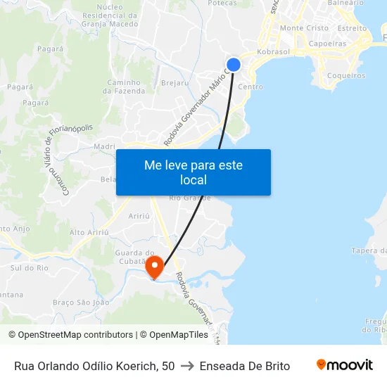 Rua Orlando Odílio Koerich, 50 to Enseada De Brito map