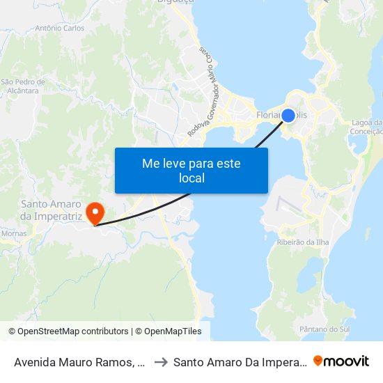 Avenida Mauro Ramos, 950 to Santo Amaro Da Imperatriz map