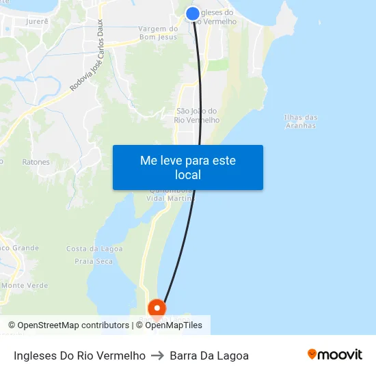 Ingleses Do Rio Vermelho to Barra Da Lagoa map
