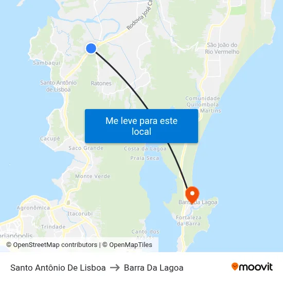 Santo Antônio De Lisboa to Barra Da Lagoa map