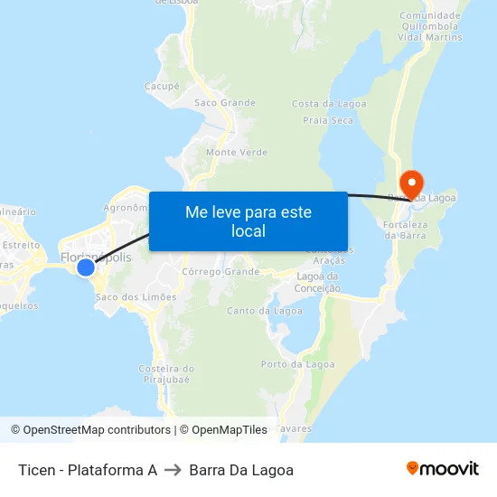 Ticen - Plataforma A to Barra Da Lagoa map