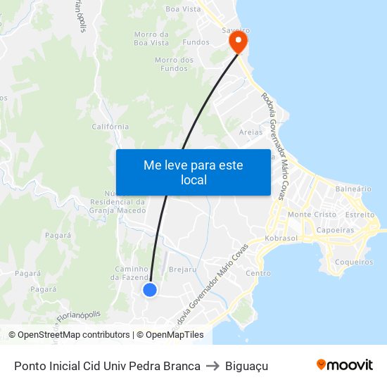 Ponto Inicial Cid Univ Pedra Branca to Biguaçu map