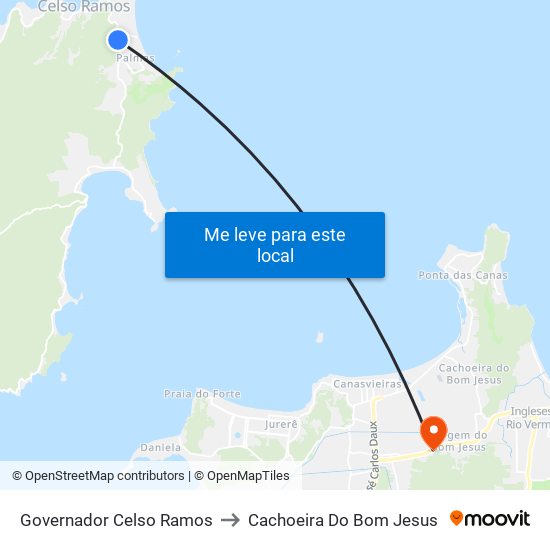 Governador Celso Ramos to Cachoeira Do Bom Jesus map