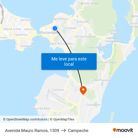 Avenida Mauro Ramos, 1309 to Campeche map