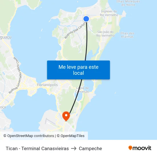 Tican - Terminal Canasvieiras to Campeche map