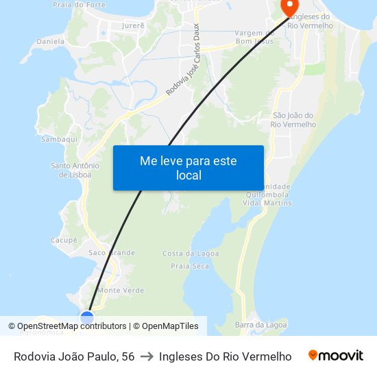 Rodovia João Paulo, 56 to Ingleses Do Rio Vermelho map