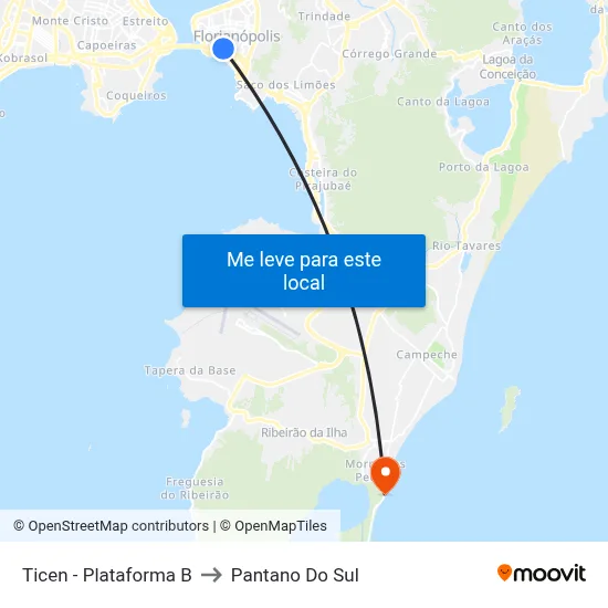 Ticen - Plataforma B to Pantano Do Sul map