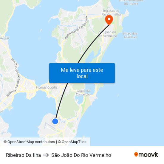 Ribeirao Da Ilha to São João Do Rio Vermelho map