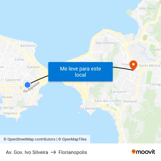 Av. Gov. Ivo Silveira to Florianopolis map