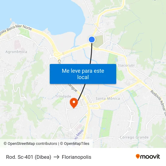 Rod. Sc-401 (Dibea) to Florianopolis map