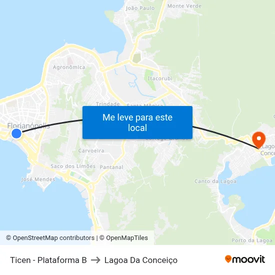 Ticen - Plataforma B to Lagoa Da Conceiço map