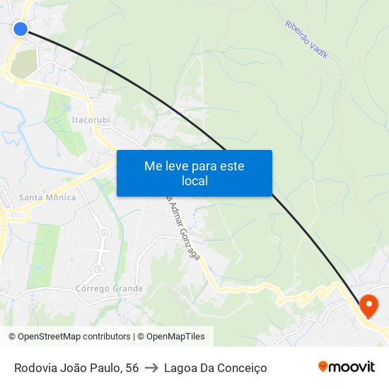 Rodovia João Paulo, 56 to Lagoa Da Conceiço map