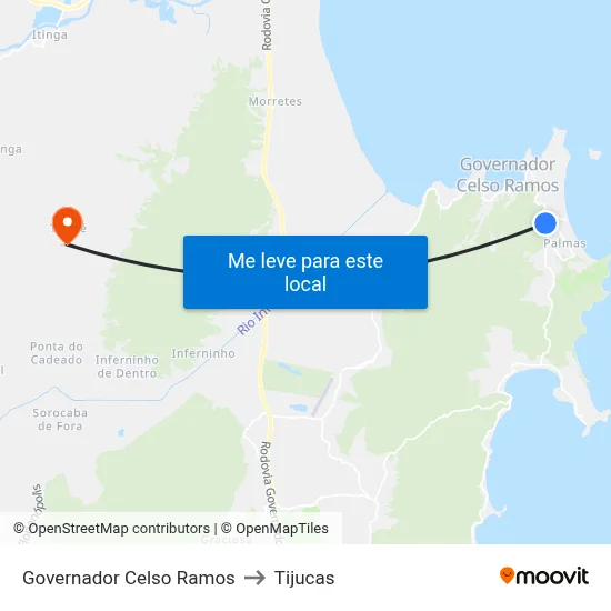 Governador Celso Ramos to Tijucas map