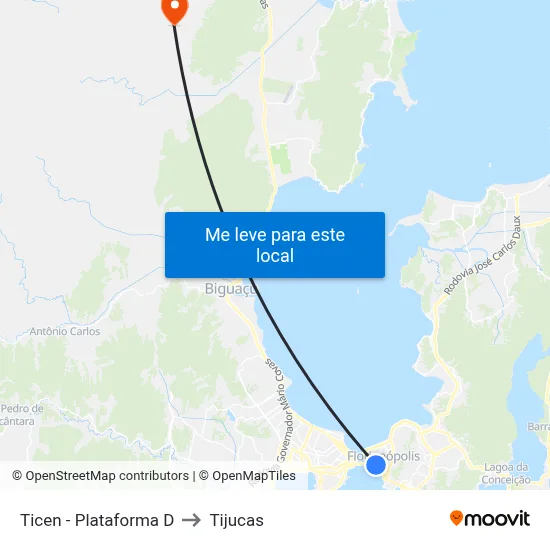 Ticen - Plataforma D to Tijucas map