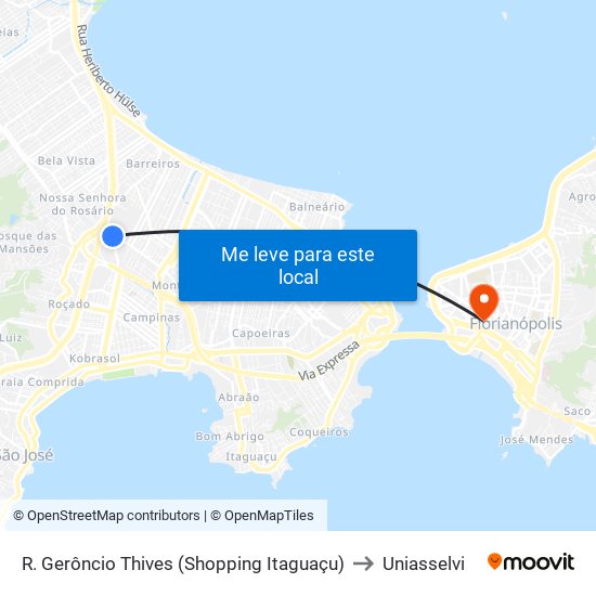R. Gerôncio Thives (Shopping Itaguaçu) to Uniasselvi map