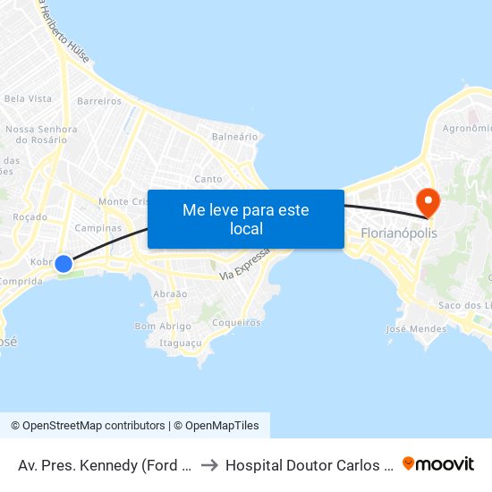 Av. Pres. Kennedy (Ford Dimas) to Hospital Doutor Carlos Corrêa map