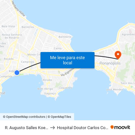 R. Augusto Salles Koerich to Hospital Doutor Carlos Corrêa map