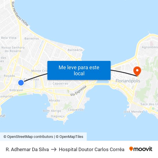 R. Adhemar Da Silva to Hospital Doutor Carlos Corrêa map