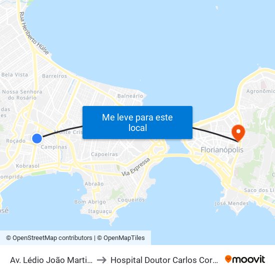 Av. Lédio João Martins to Hospital Doutor Carlos Corrêa map