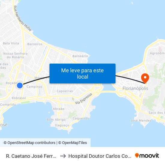 R. Caetano José Ferreira to Hospital Doutor Carlos Corrêa map