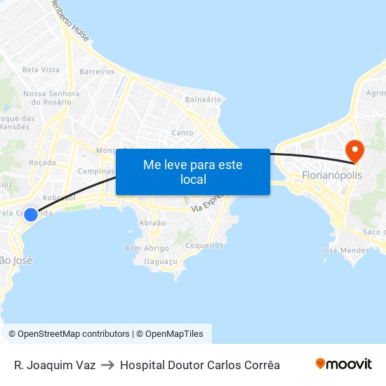 R. Joaquim Vaz to Hospital Doutor Carlos Corrêa map